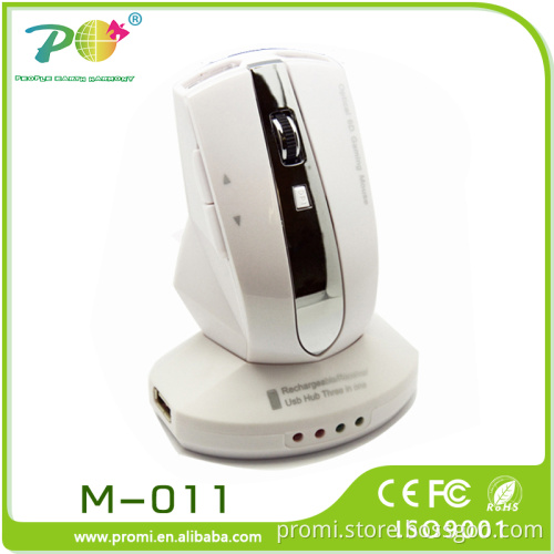 New premium rechargeable large wireless mouse with three ports usb hub